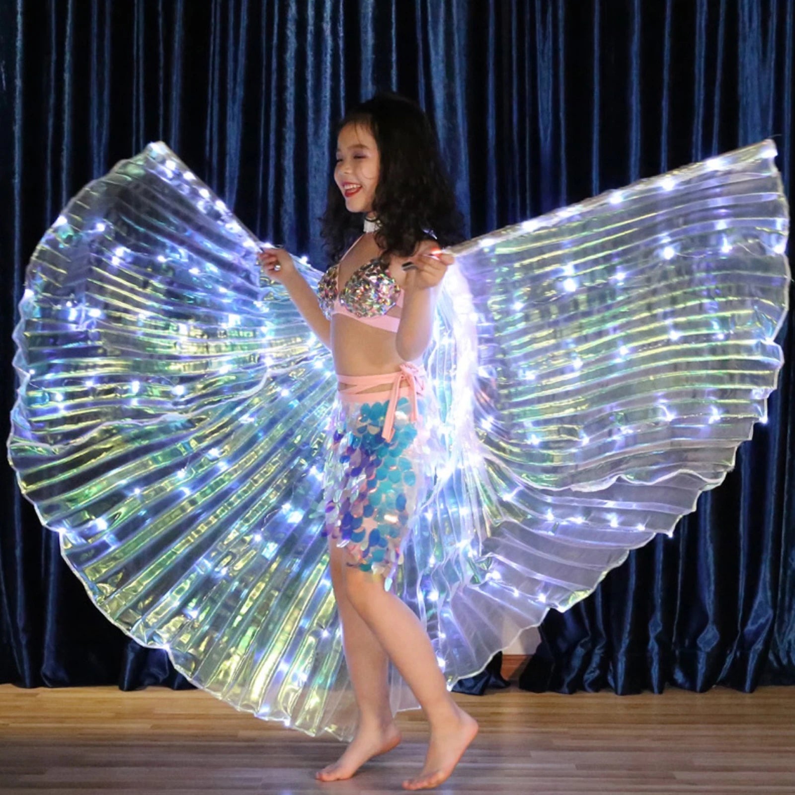 LED Isis Wings Belly Dance Wings LED Butterfly Wings Glowing Costume Performance Clothing for Carnival Halloween Christmas Party