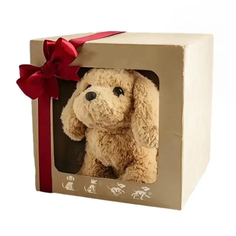 New Cute Plush Robot Puppy Interactive Walking Simulated Puppy Barking Tail Wagging Puppy Plush Toy Chilren(Without Battery)