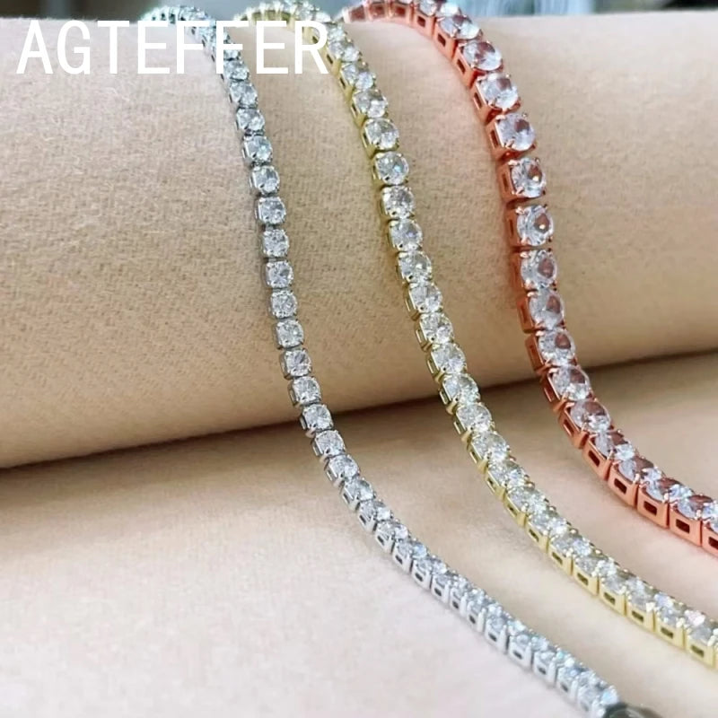 New 925 Sterling Silver Hip Hop Fashion Women's Tennis Bracelet Rose Gold Shining Cubic zirconia Bracelet Wedding Jewelry Gift