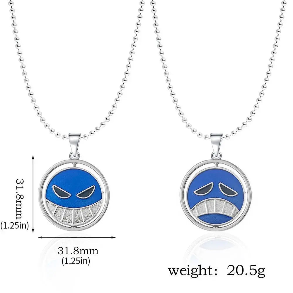 Anime Ace Necklace For Women Men Metal Rotating Pendant Necklaces Jewelry Chains Choker Keychain Cartoon Cosplay Props Periphery