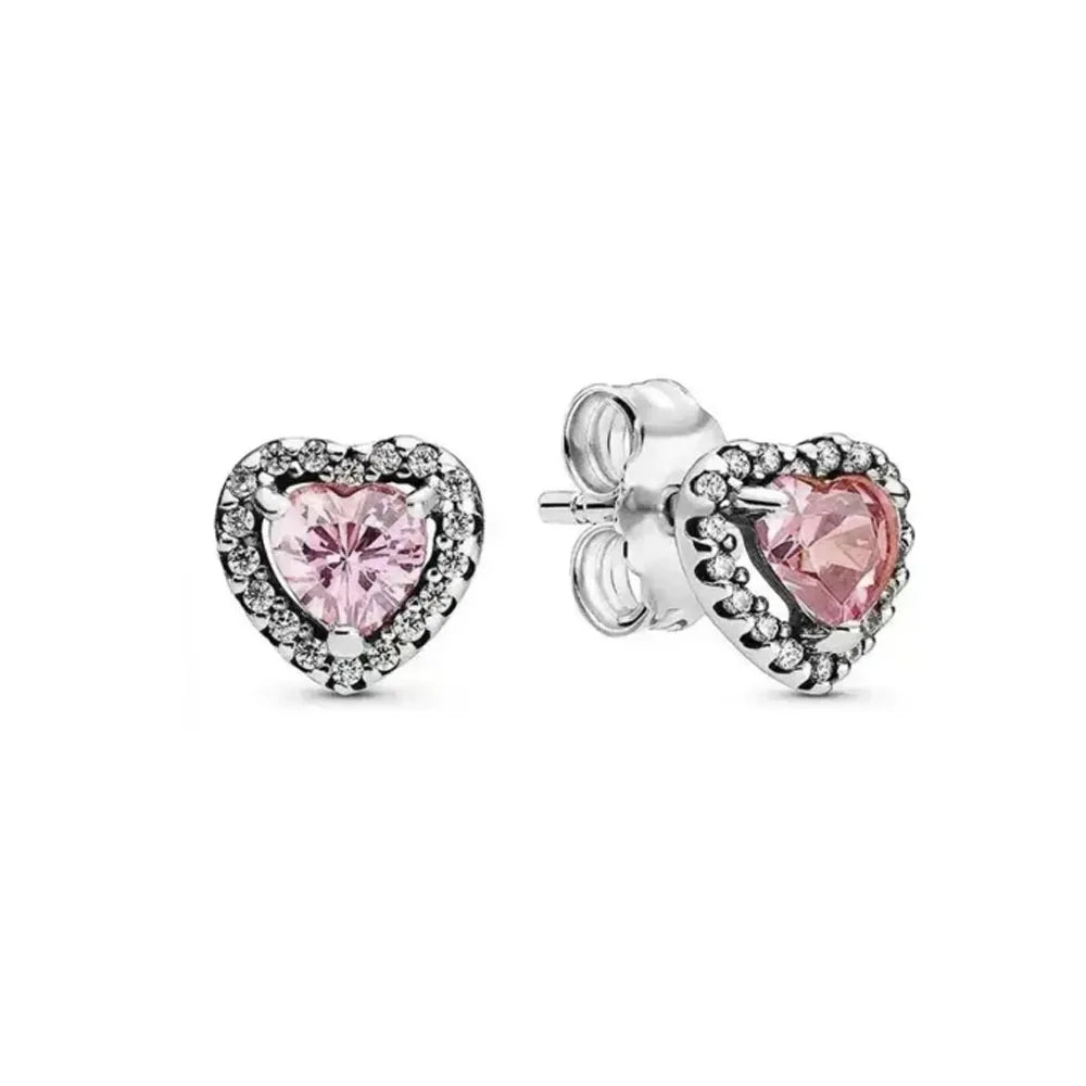 2025Hot Selling 925 Sterling Silver Heart-Shaped Colored Zircon Exquisite Earrings, Suitable For Girls' Charming Jewelry Gifts