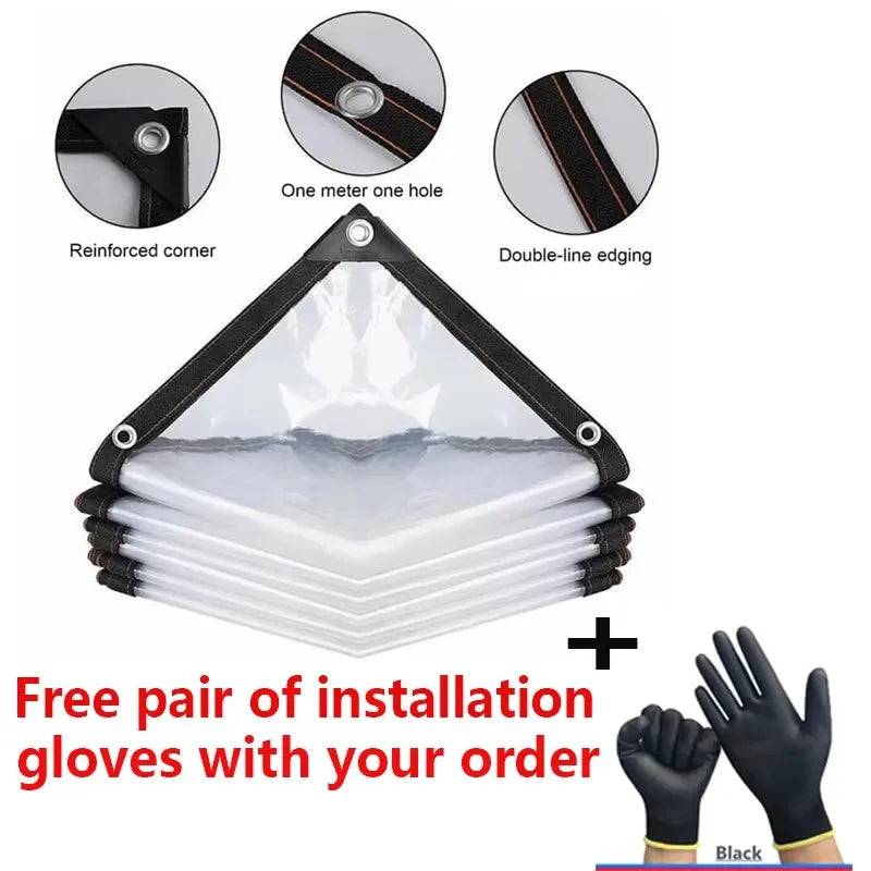 Thicken Transparent Waterproof Tarpaulin Garden Rainproof Clear Poly Tarp Plant Cover Insulation Shed Cloth with Grommets