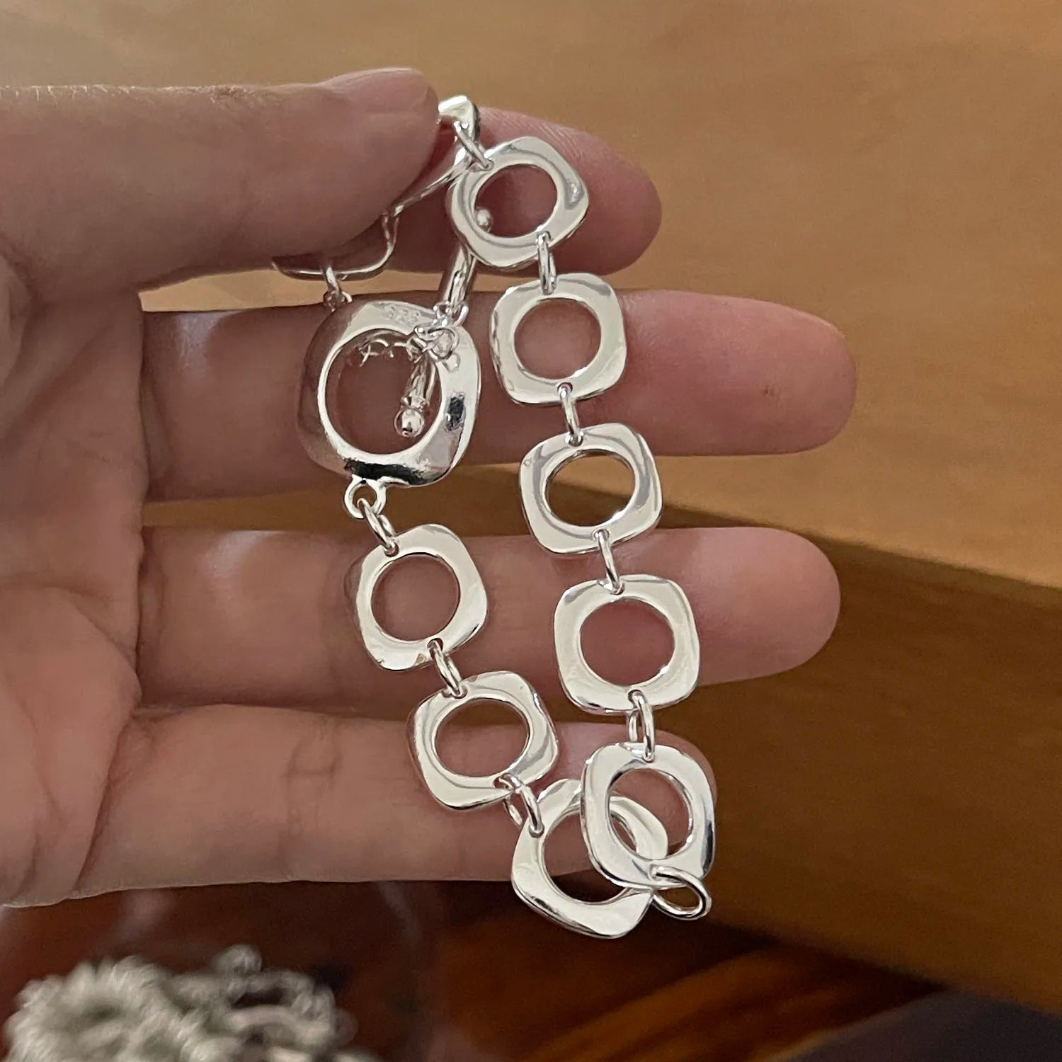 100% Solid 925 Sterling Silver Bracelet for Women Men Vintage Handmade Shinning Heart Bracelets Birthday Christmas Gift