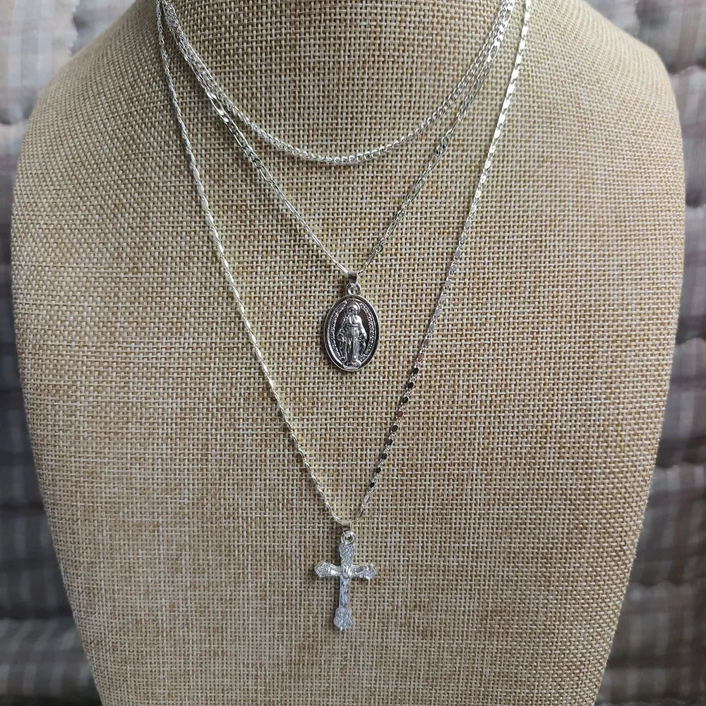 Summer Black Rhinestone Cross Jesus Pendant Choker Necklace for Women Punk Vintage Double Layers Chain 2025 Neck Boho Jewelry