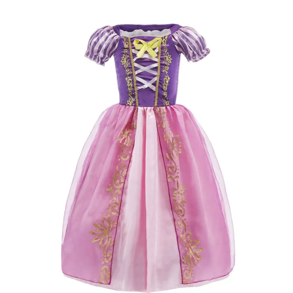 Girl Princess Cinderella Dress Elsa Anna Mermaid Jasmine Belle Snow White Costume Girls Birthday Party Halloween Dress 2-10 Year