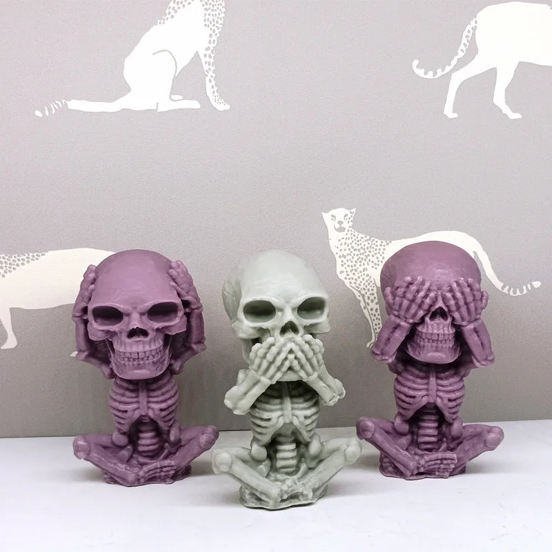 Halloween Fun Skull Silicone Mold 3D Stacked Skull Candle Soap Plaster Crafts Resin Molds Home Decor Halloween Gift Making Tool