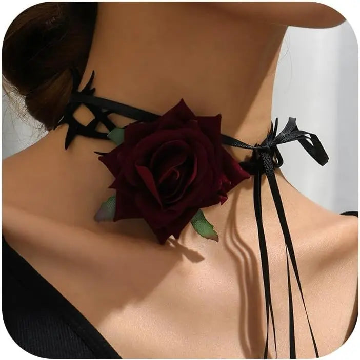 Black Necklaces for Women, Adjustable Layered Velvet Leather Lace Collar choker Necklaces, Goth Jewelry Gifts.