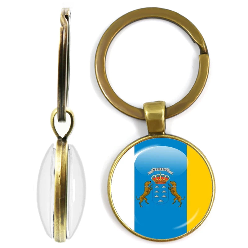 National Flag Glass Double-Sided Keychain Ethiopia Islas Canarias Kenya Sudan Madeira Melilla South Sudan Ceuta Seychelles