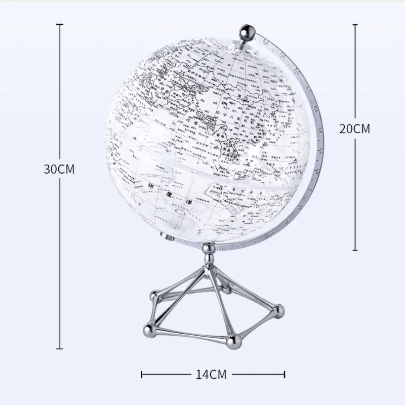 Flash LED Light World Globe,Transparent World Globe Lamp,Rotating World Earth Globe,Shop Decor Children's Room Decoration Gifts