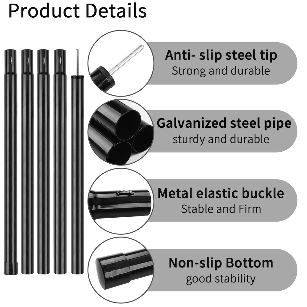 Set of 2 Tent Poles for Tarp Adjustable Camping Tarp Poles Collapsible Tent Pole for Backpacking Hiking Awning Canopy Shelter