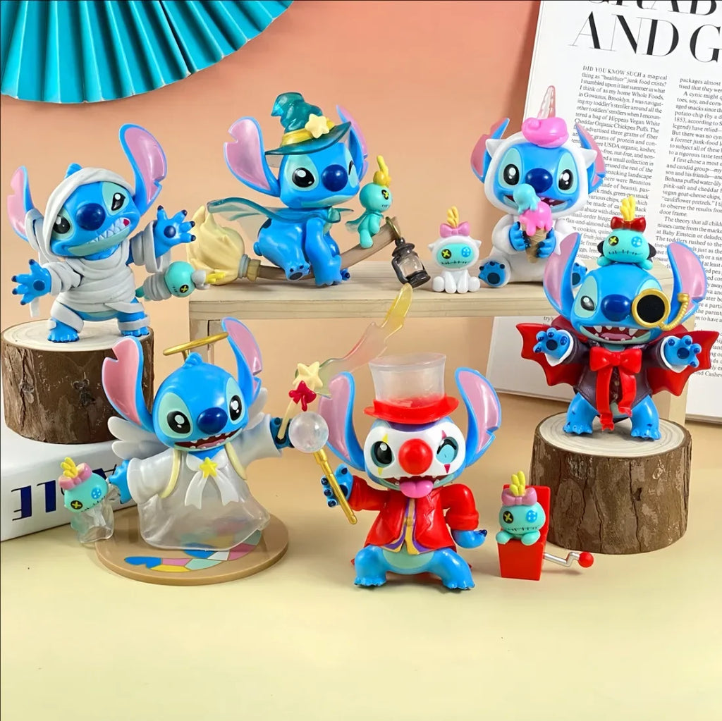 6 Funny Stitch Figurines Model Ornaments Interstellar Treasures Stitch Anime Figurines Decorative Vinyl Dolls