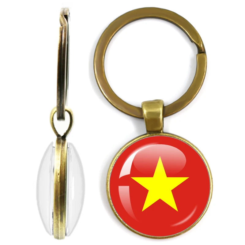 National Flag Glass Double-Sided Keychain Ethiopia Islas Canarias Kenya Sudan Madeira Melilla South Sudan Ceuta Seychelles