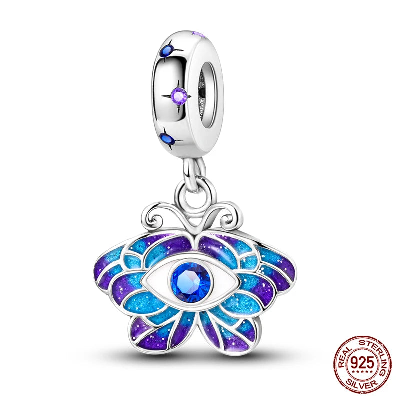 100% Real 925 Sterling Silver Classic Devil's Eye Charms Beads For Women Fit Original Qikaola Bracelets Fine DIY Jewelry Making