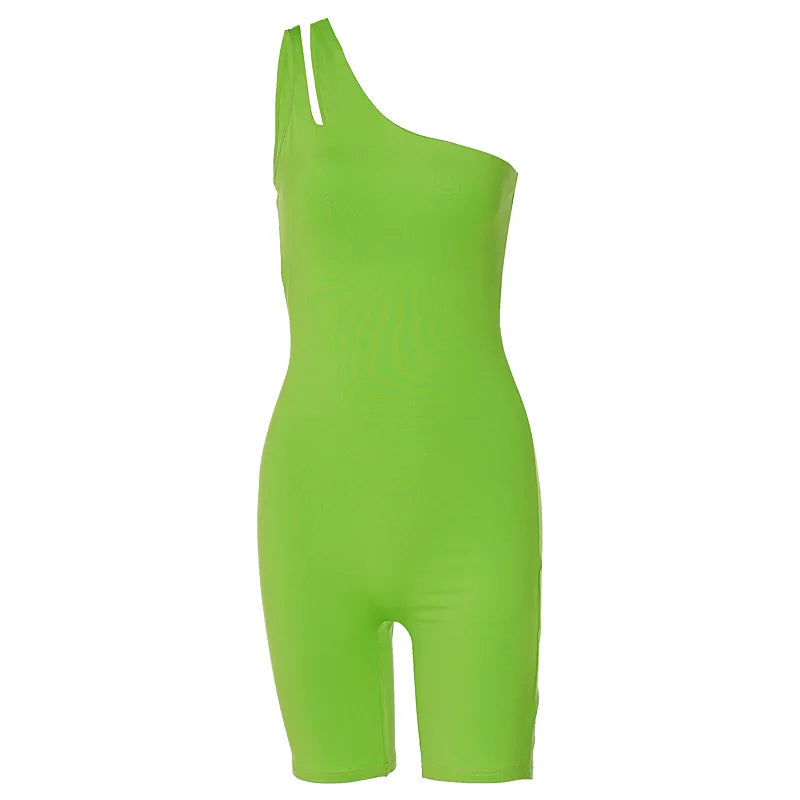 One Shoulder Gym Overalls Fitness Clothing Women Yoga Sporty Jumpsuit Woman 2023 Workout Clothes for Women Sportswear Green