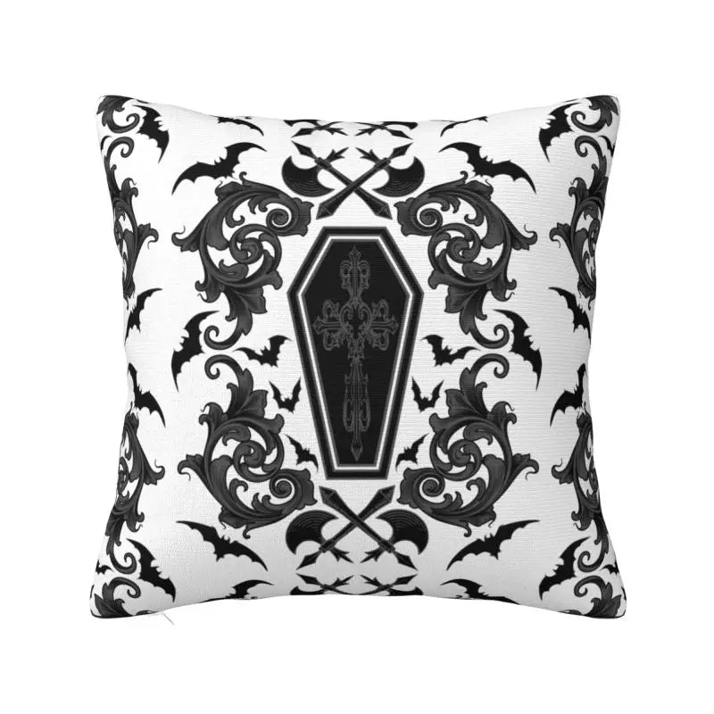 Custom Gothic Halloween Lace Bats Cushion Cover 45x45 Cm Polyester Throw Pillow Case For Sofa Living Room Decoration Pillowcase
