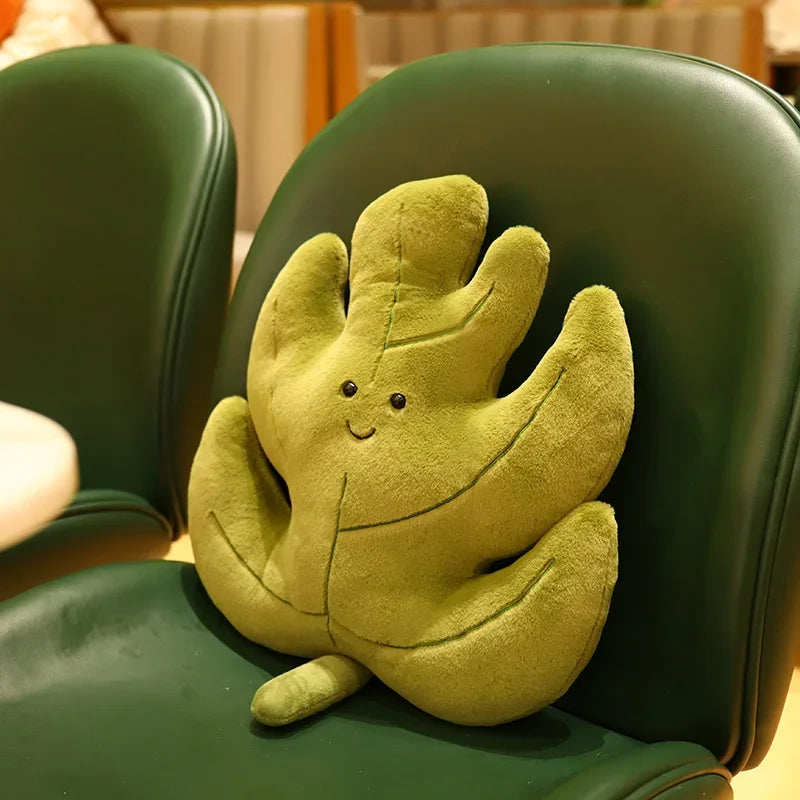 Plush Leaf Pillow Kawaii Plushie Lifelike Cushion Room Decor Stuffed Plant Toy 3D Leaves Household Sofa Pillow Cute Green Girl
