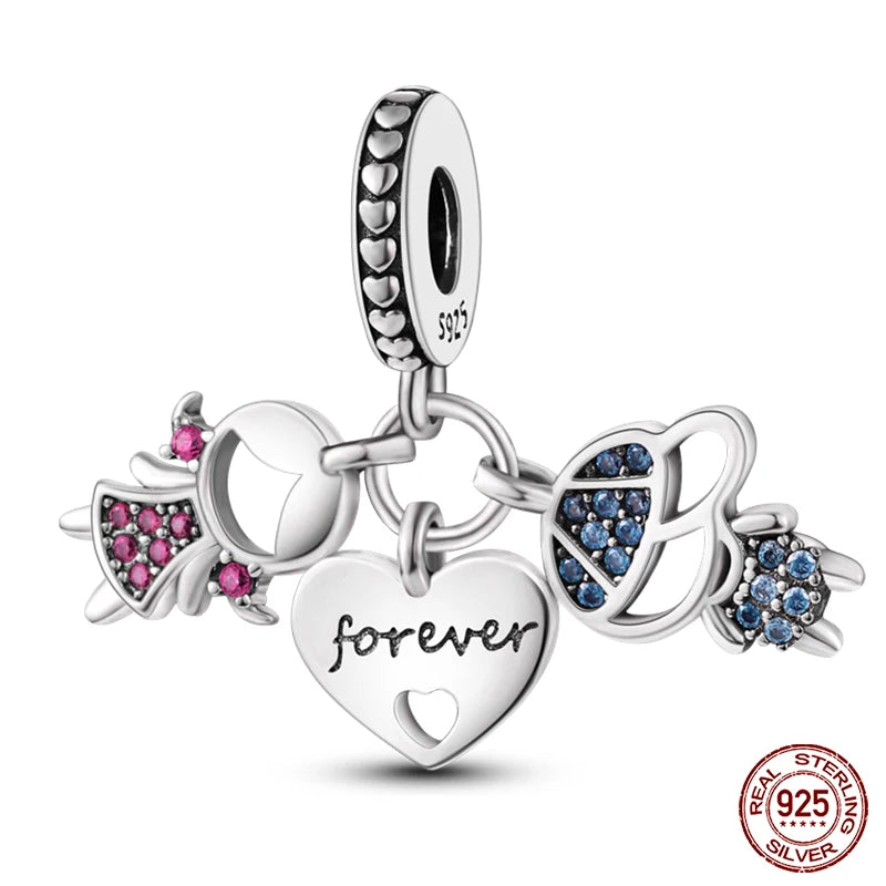 new in Real 925 Sterling Silver Boys and Girls Bicycle Charms Beads Fit Qikaola 925 Original Bracelets Fine DIY Jewelry Making