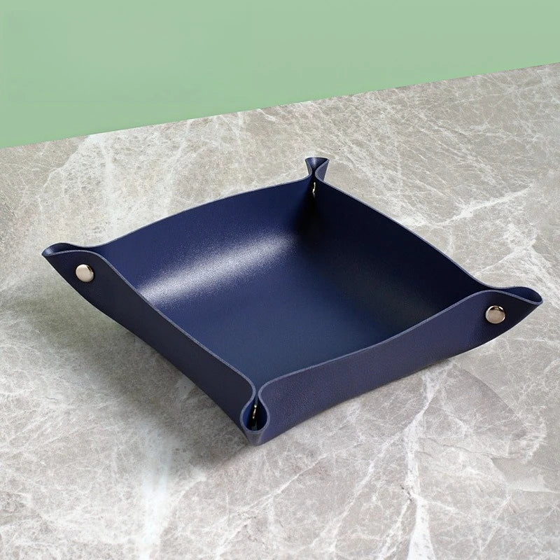 1pc Storage Box Desktop Key Wallet  Tray Valet Trinket Plate Folding Home Decoration Organizer Case