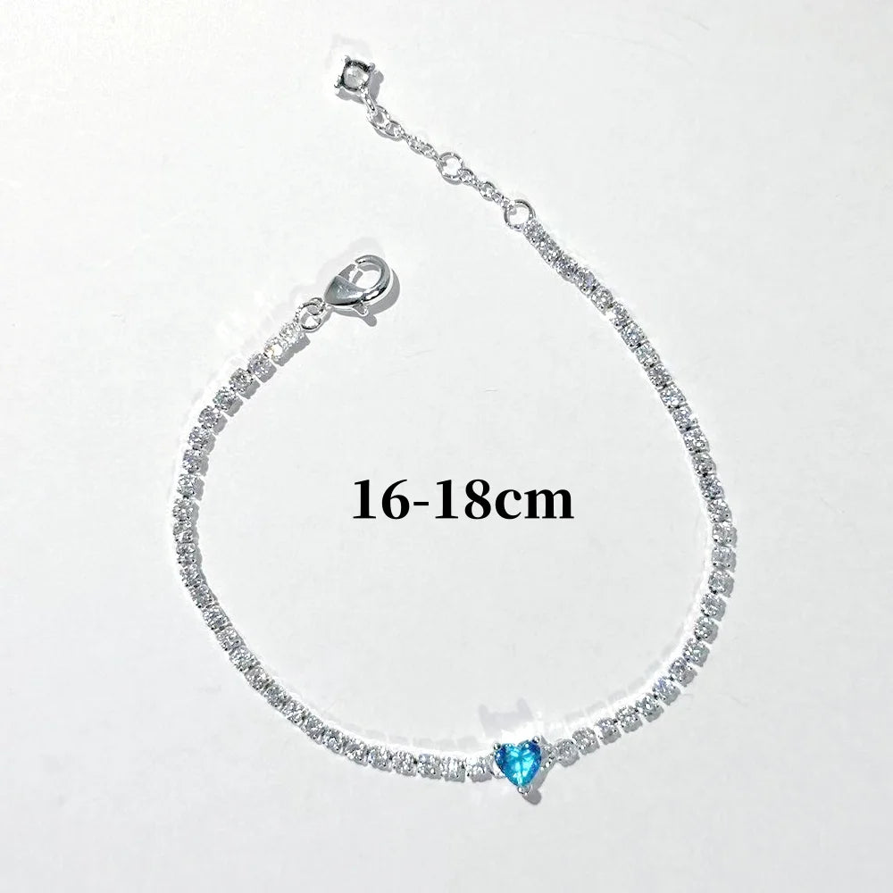 Luxury Original 925 Sterling Silver Necklace Bow Round CZ Red Heart Pendant Necklace Charm Women Classic DIY Gift Making