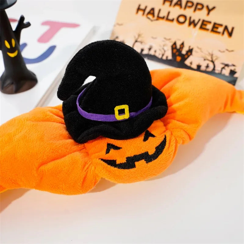 Halloween Cat Cap Pumpkin Plush Head Cover Cute Cat Dog Woven Warm Headdress Pet Hat Kitten Puppy Cosplay Costume Accessories