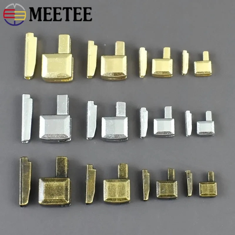 10-50Sets Meetee 3# 5# 8# 10# Open-End Zipper Tail Stopper Clothes Zippers Slider Bottom Socket Repair DIY Sewing Accessories
