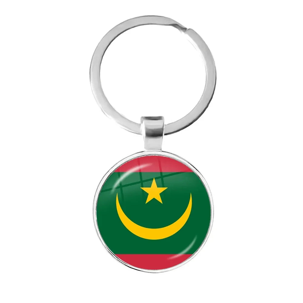 Western Sahara,Guinea,Saint Helena,Niger,Guinea-Bissau,Benin National Flag Keychain 25mm Glass Cabochon Key Rings For Gift
