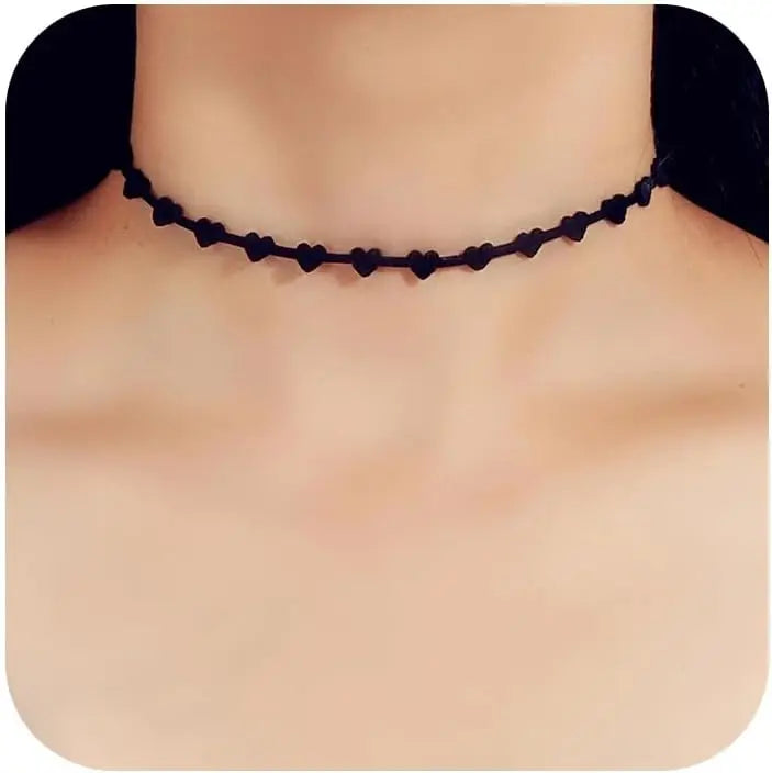 Black Necklaces for Women, Adjustable Layered Velvet Leather Lace Collar choker Necklaces, Goth Jewelry Gifts.