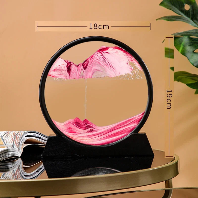 3D hourglass flowing sand art image sand circular glass deep water sand landscape crafts smooth painting family