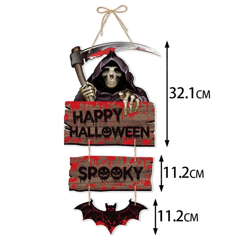 Halloween Party Door Decorations Horror Pumpkin Ghost Bat Hanging Pendent paper Sign for Home Halloween Festival Party Decor