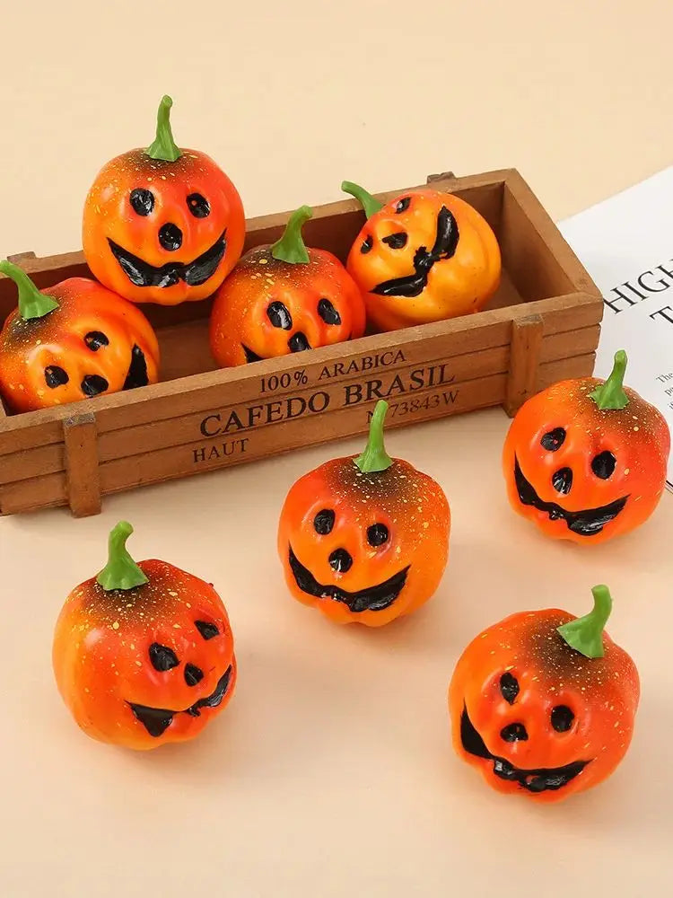 4Pcs Popular Miniature Imitation Foam Pumpkin Halloween Ghost Funny Pumpkin Ornaments For Doll House Decoration Accessories