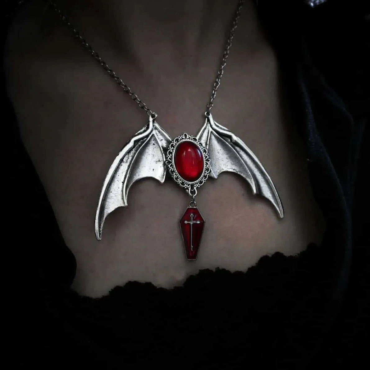 Vampire Bat Wing necklace,Gothic jewelry,carved Cameo,Victoria,Cross coffin,Devil,Vintage,pagan,Witch accessory,Choker For Women
