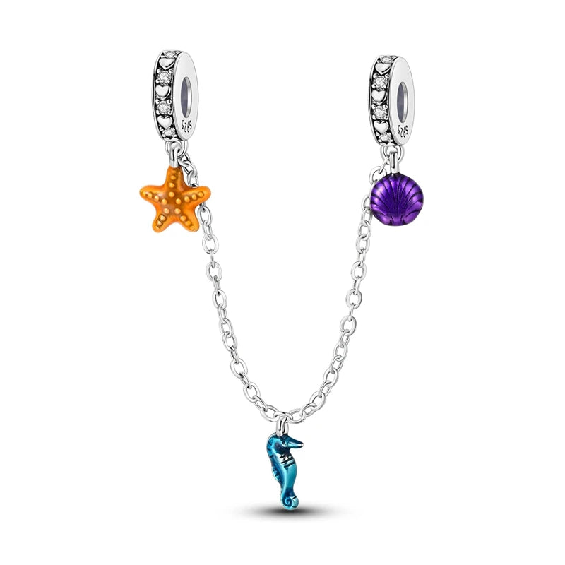 Underwater World 925 Sterling Silver Ocean Octopus Seashell Seahorse Starfish Pendant Fit DIY Bracelet Necklace Boutique Gift