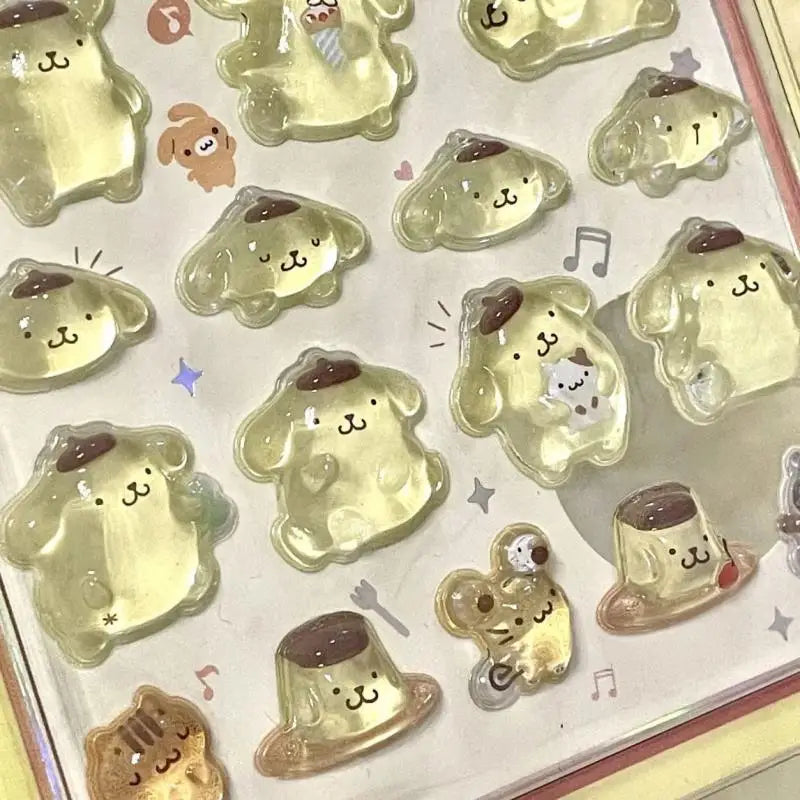 2025 New Hellokitty Hangyodon Cinnamoroll 3Dtransparent Jelly Sticker Crystal Decorative Stickers Children's Phone Casesdiy Toys