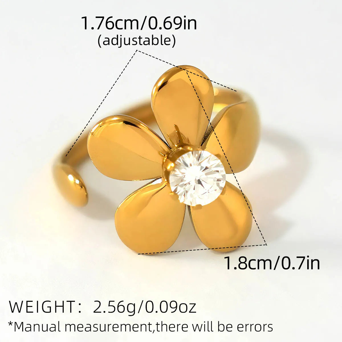 Statement Stainless Steel Delicate Shiny Cubic Zirconia Ring High Quality 18K Gold PVD Plated Finger Jewelry Gift