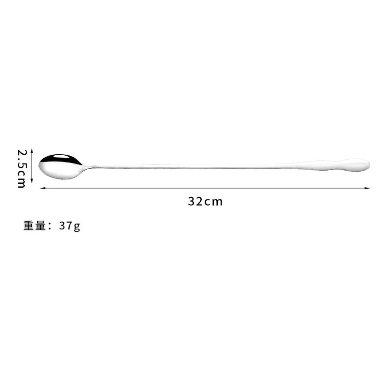 20cm/23cm/32cm Long Handled Stainless Steel Gourd Mixing Spoon Bar Cocktail and Tea Spoon Coffee Ice Cream Dessert Mixing Spoon
