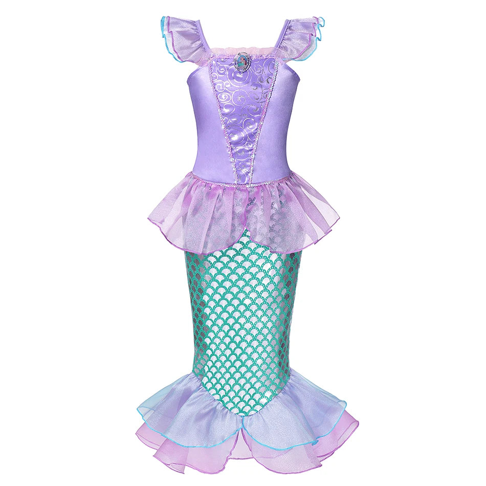 Summer Mermaid Dress Girls Kids Cosplay Dresses Princess Costume Perform Clothes Birthday Party Halloween Clothing