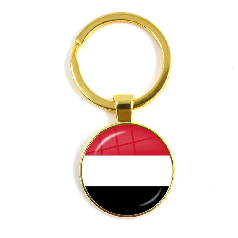 Iraq, Yemen, Nepal, Bangladesh, Maldives, Lebanon Flag Keychain 25mm Glass Keychain As a Gift To Friends  Gift
