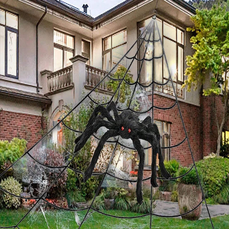 5m Halloween Spider Triangle Web Simulation Extra Large Plush Spider Net Ghost Festival Indoor and Outdoor Decoration Props