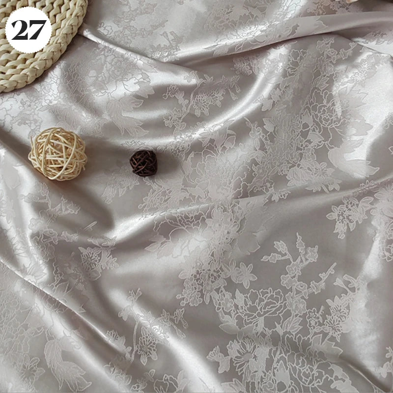 Floral Pattern Jacquard Damask Fabric Faux Silk Satin Brocade Fabric For DIY Sewing Cheongsam Hanfu Wedding Dress Garment Decor