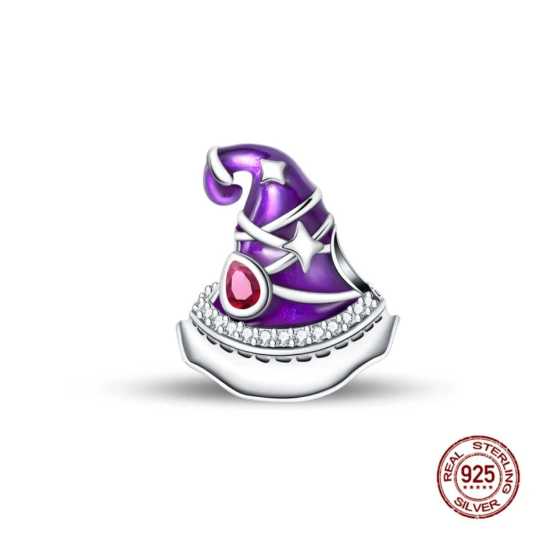 Original Charms 925 Silver Halloween Series & Flying Witch Pendant Charms Fits 3mm Original Bracelet For Women DIY Jewelry Gifts