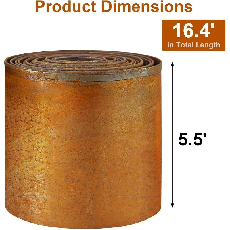 Corten Steel Garden Edging 5.5" x 32.8', Metal Rusted Landscape Edging Sturdy Garden Long Strips, Metal Edging for Landscaping,