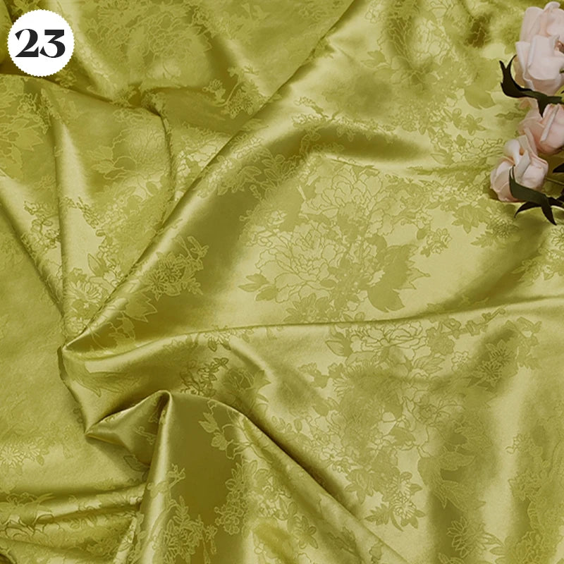 Floral Pattern Jacquard Damask Fabric Faux Silk Satin Brocade Fabric For DIY Sewing Cheongsam Hanfu Wedding Dress Garment Decor