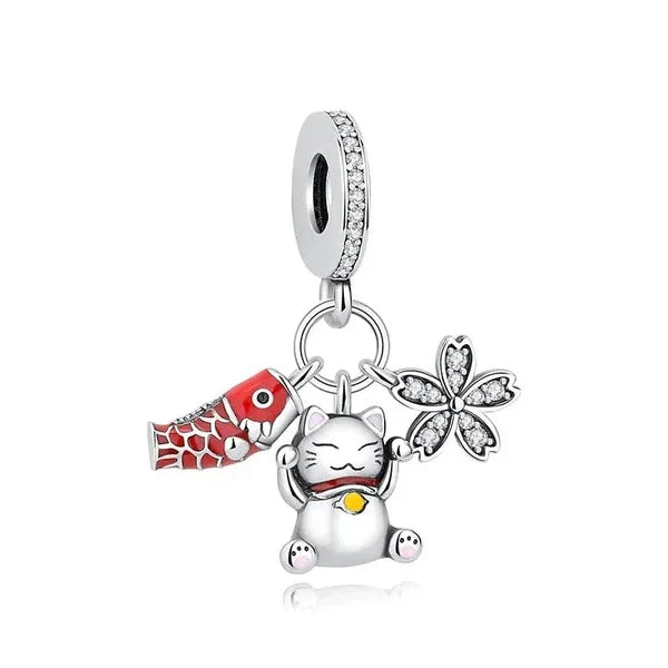 Animals Series Charms 925 Silver fortune Cat Pets Fit 925 Original Bracelet Necklace DIY Pendants Fashion Jewelry For Woman