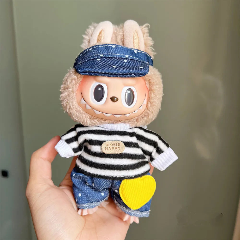 Plush Doll Multiple Styles Clothing Set For 17cm Labubu Outfit Accessories Trendy Clothes Girl Gift