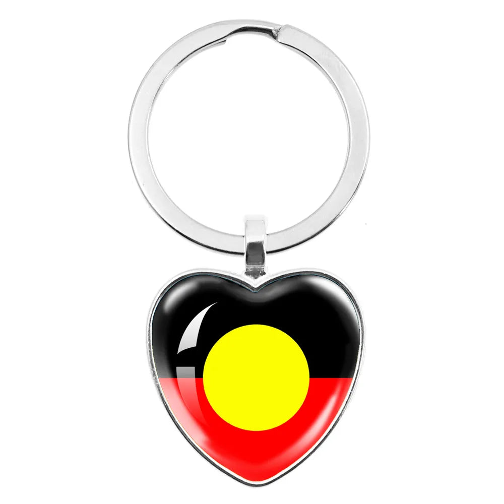 Australian Aboriginal Flag National Emblem Dangle Glass 25mm Key Chain Fashion  Key Chains Glass Cabochon Lady  Key Chains Jewel