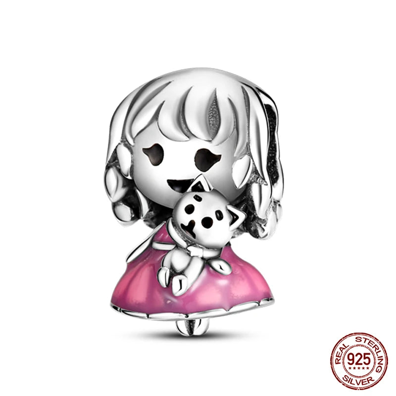 Fit Qikaola 925 Original Bracelet Fashion Bee Astronaut Eiffel Tower 925 Silver Charms Beads Fine DIY Birthday Jewelry For Women