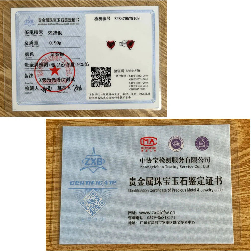 New 925 Silver Love Red Colorful Women's Zircon Earrings with Bow Earrings Original Women's Wedding Jewelry Birthday Gift