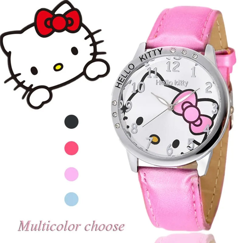 Sanrio Hello Kitty Watchwatch Cartoon Girl Watches Waterproof Simple Watch Kawaii Anime Clock Woman Quartz Watche Gift Clock