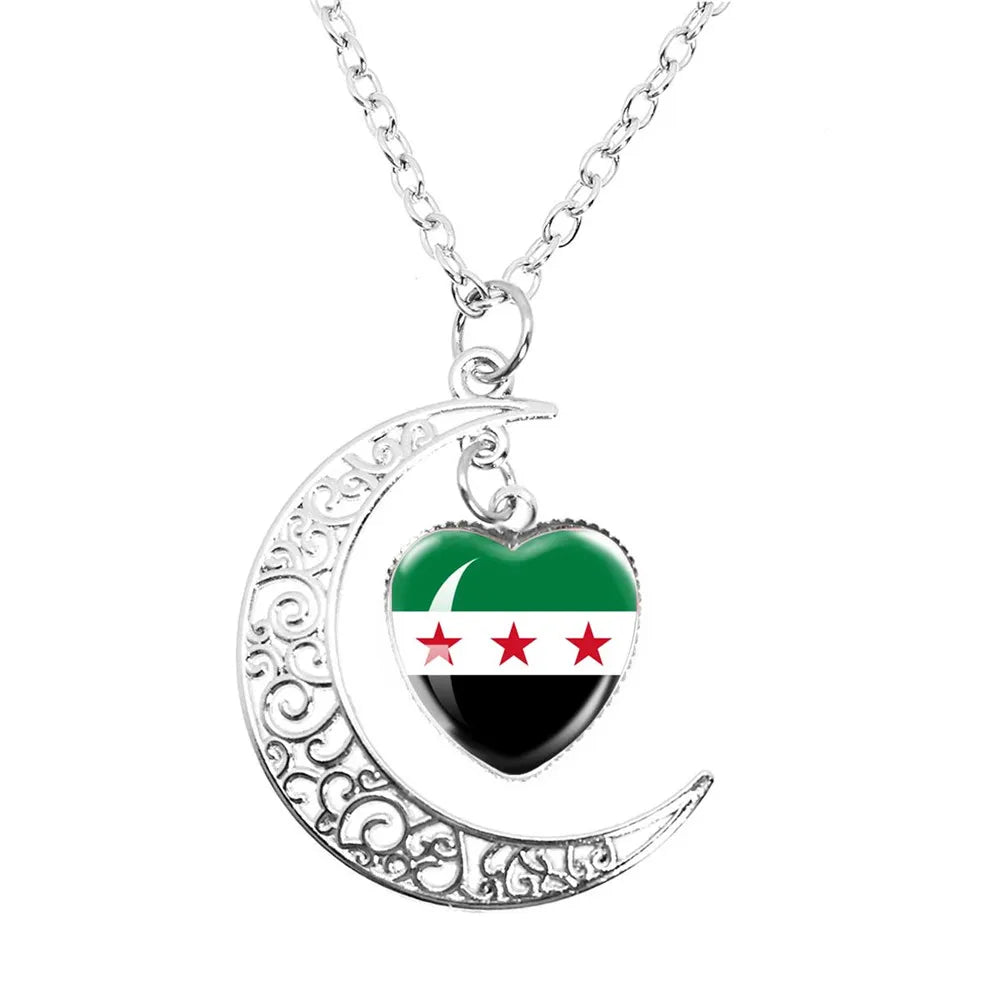 Syria National Flag Glass Cabochon Pendant Keychain Metal Keychain Fashion For Women Men Charm Handmade Car Keyring Jewelry Gift