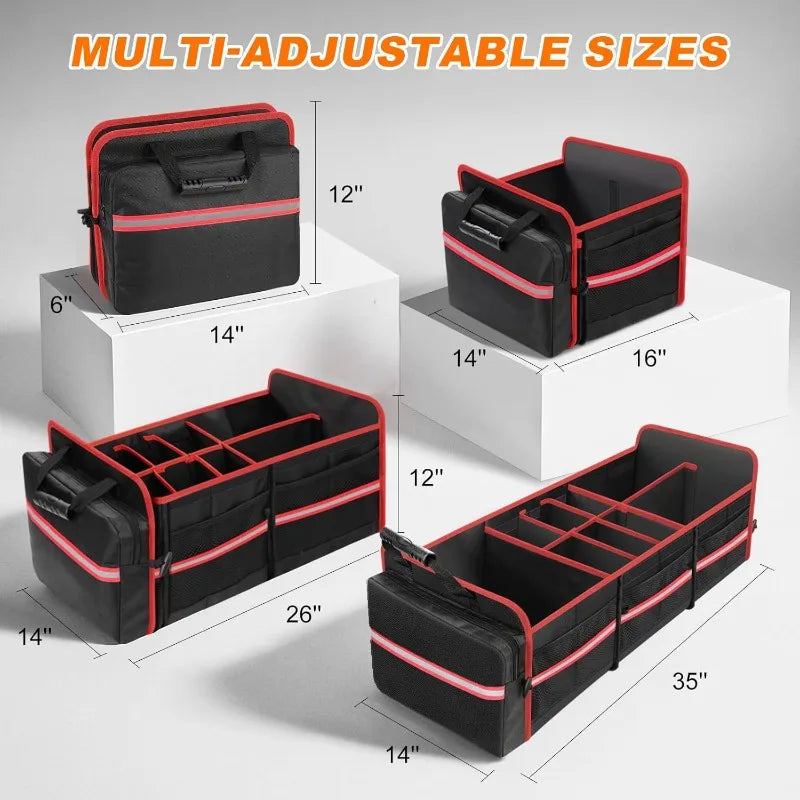 95L Car Trunk Organizer, Collapsible Trunk Storage Organizer with Removable Lid - Multi Compartment Waterproof Storage Organizer